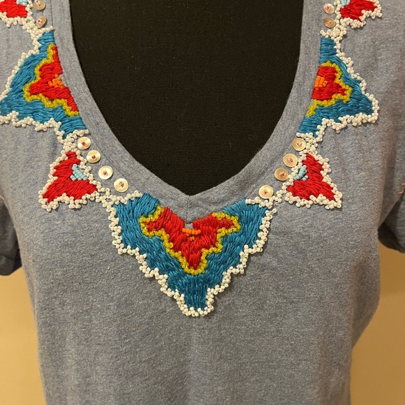 RARE Double D Ranch Tee with Beaded neckline & Eagle, size L - Picture 3 of 9